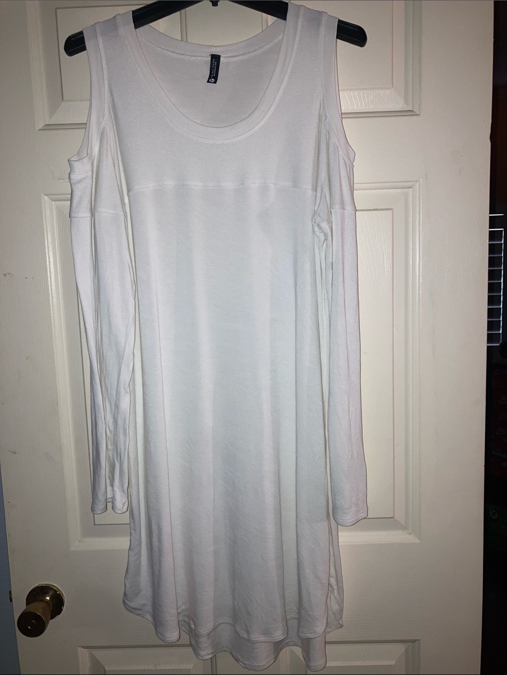 Trina Turk White Cold-Shoulder Long Sleeve Dress